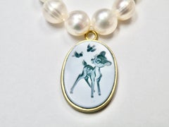 18K Blue Green Agate Bambi Pendant