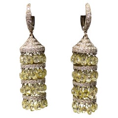 18K Briolette Fancy Yellow Diamonds Drop Earrings 40 Carats