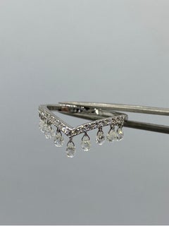 18k Briolette Diamond Dangling Ring