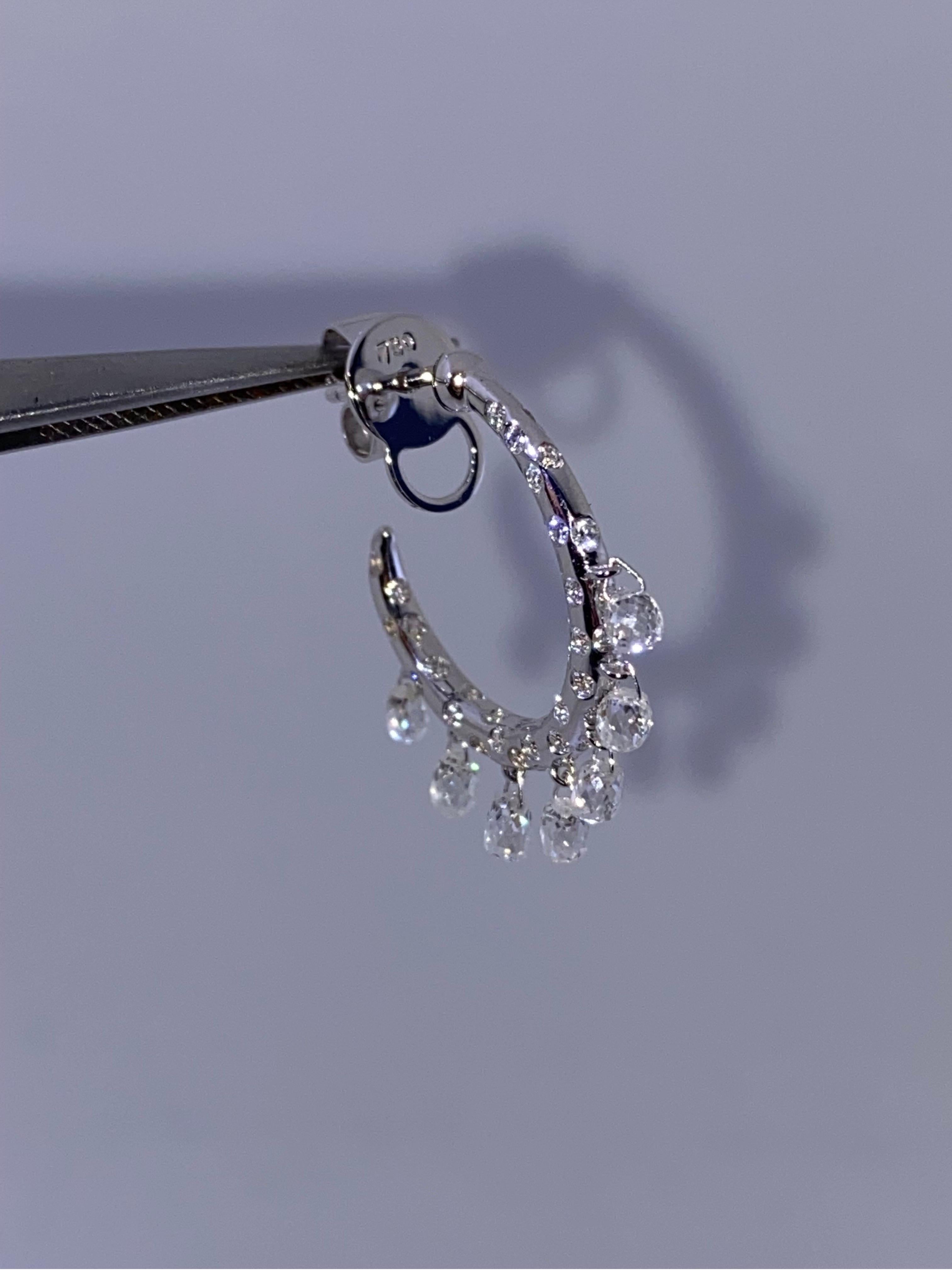 Briolette Cut 18K Briolette Diamond Earring For Sale