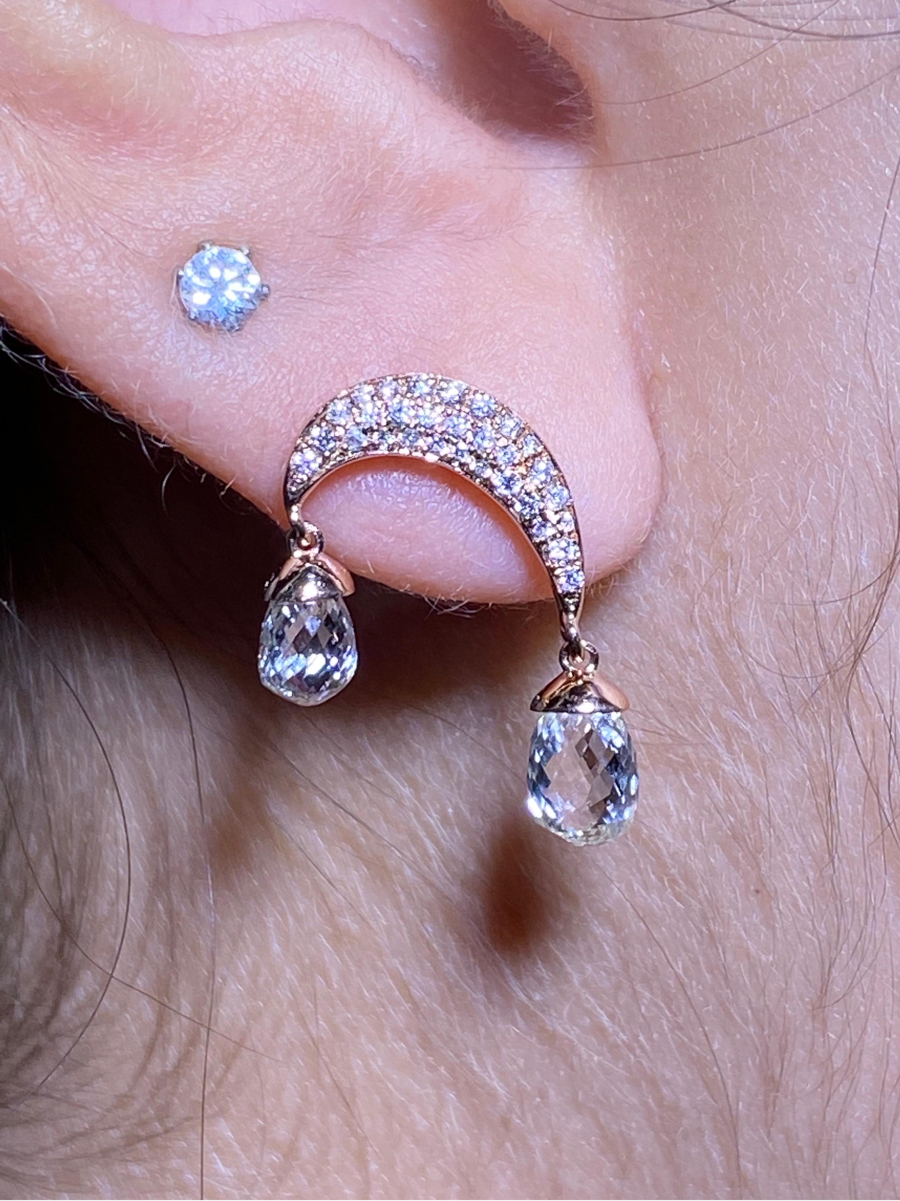 Briolette Cut 18k briolette diamond earring  For Sale