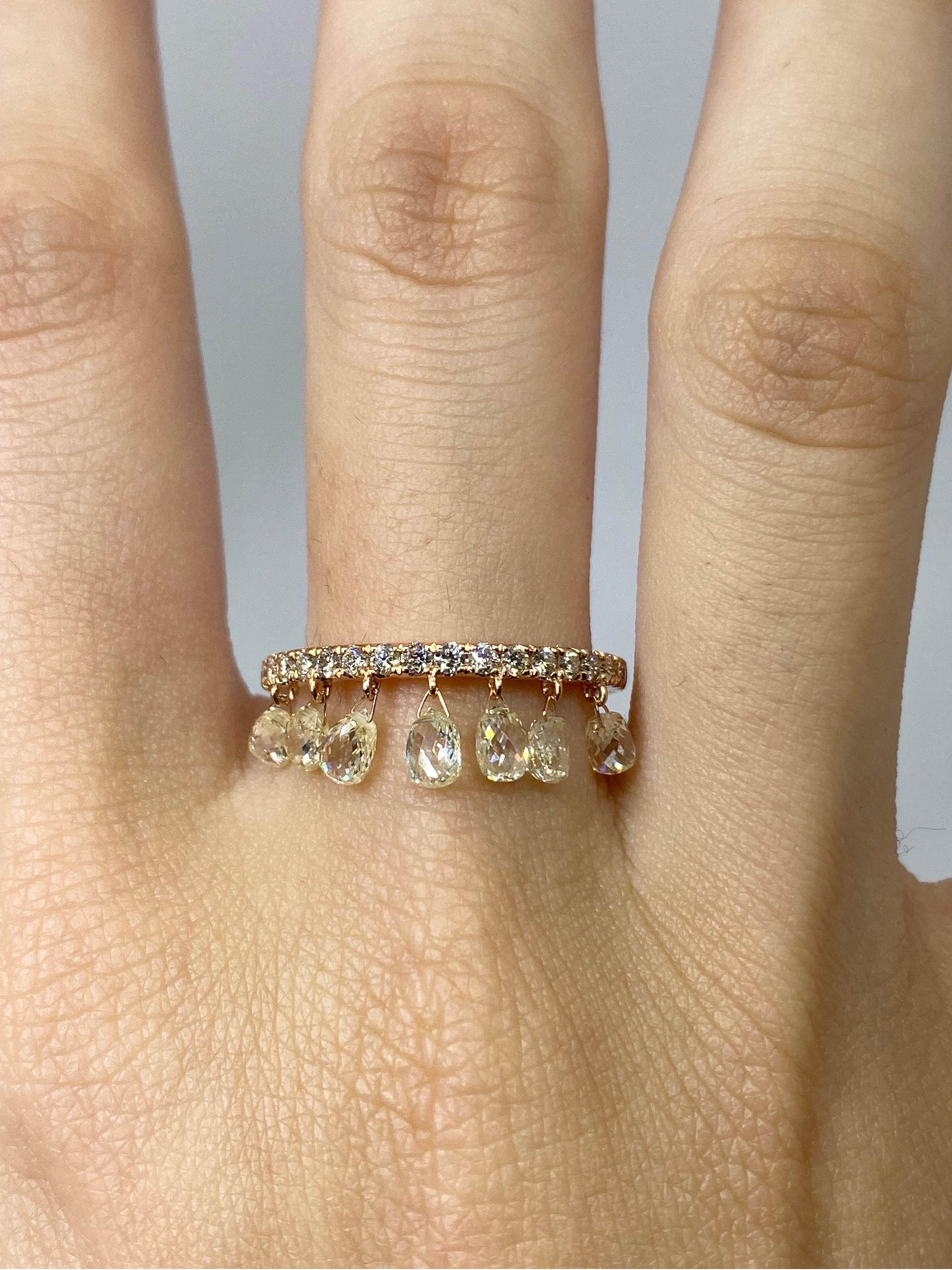18 Karat Briolette-Diamantring im Zustand „Neu“ im Angebot in Hong Kong, CN