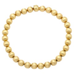 Vintage 18K Brushed Gold Beads Necklace