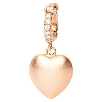 18k Brushed Gold Heart Pendant For Sale