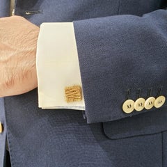 19.64 Grams Square Striated Pattern Cufflinks in Brushed Yellow Gold