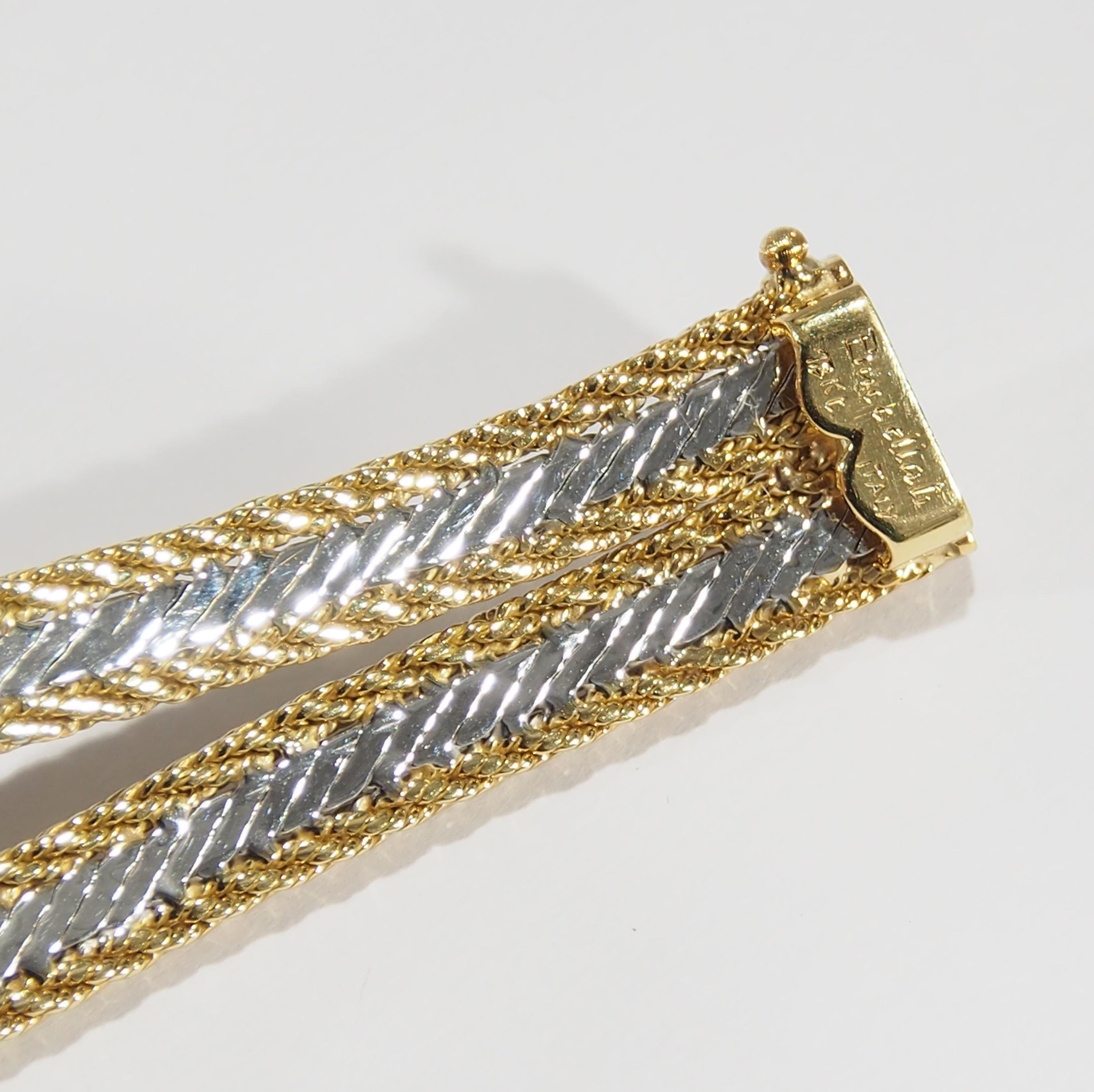 Women's or Men's 18 Karat Buccellati Bracelet Interlocking White Yellow Gold Rope Motif