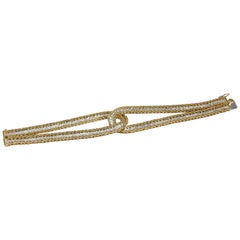 18 Karat Buccellati Bracelet Interlocking White Yellow Gold Rope Motif