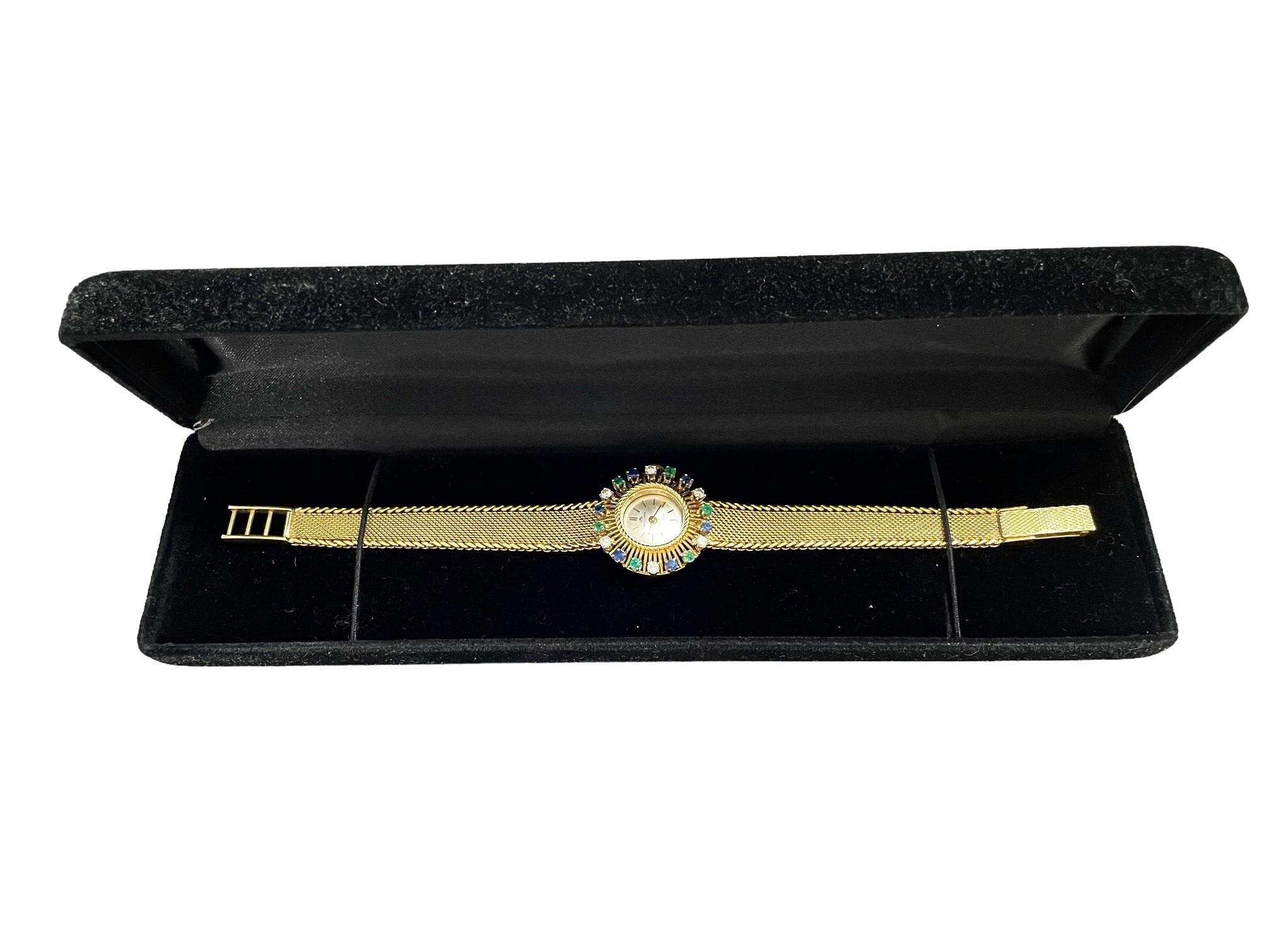 This is a stunning Woman's 18k Yellow Gold Swiss 17 Jewel Quartz (Battery Powered Watch.  Both the bracelet and the case are 18k Yellow Gold.  It is hallmarked 