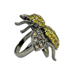 18K Bumble Bee Diamond and Yellow Sapphire Cocktail Ring