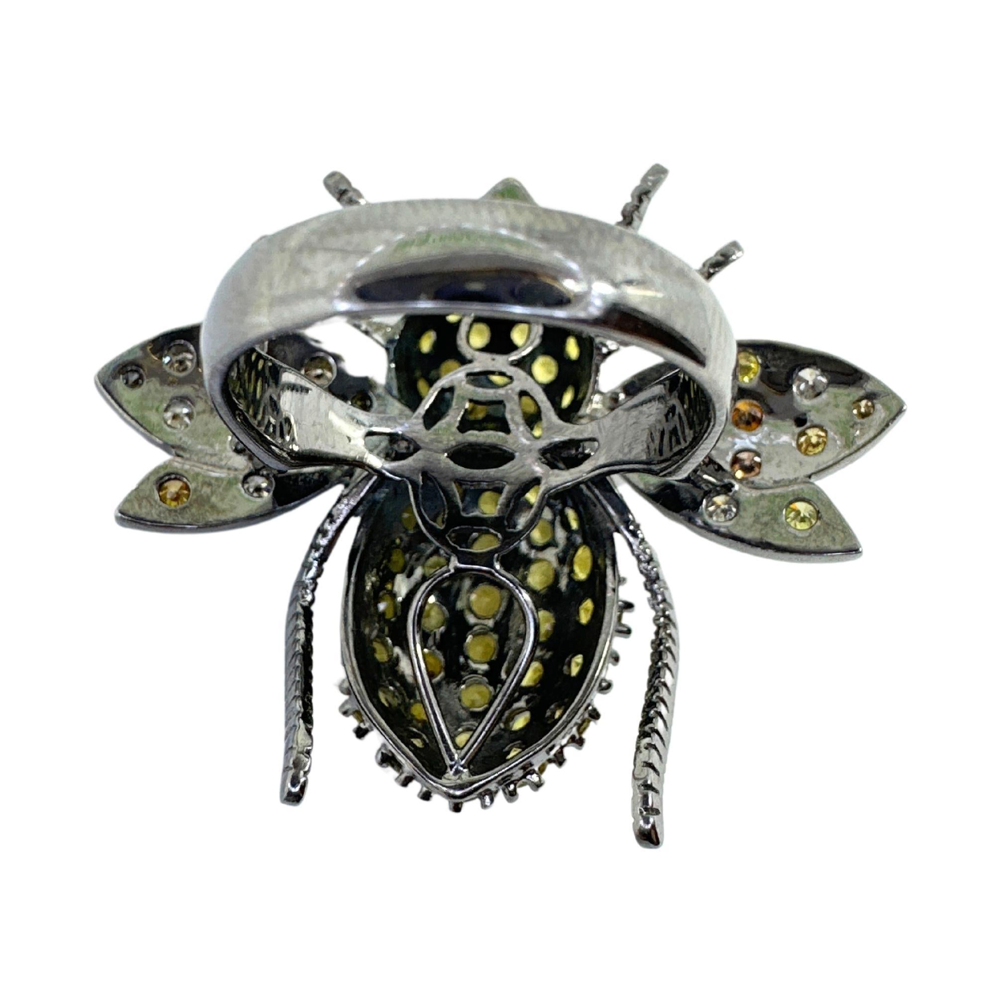 Round Cut 18K Bumble Bee Diamond and Yellow Sapphire Cocktail Ring For Sale