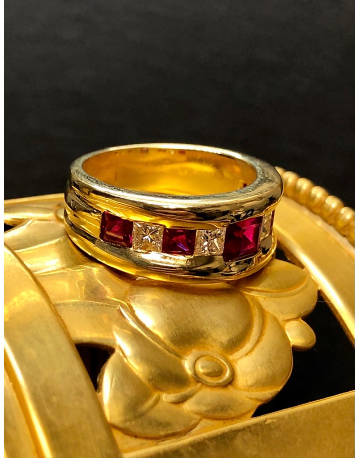 ruby princess cut engagement ring