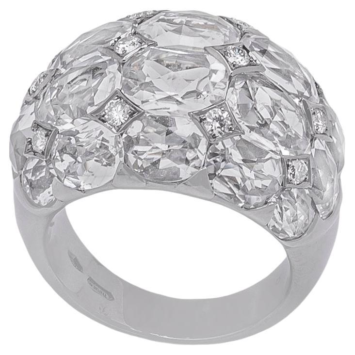 En vente :  Bague en or bruni 18 carats, diamants et aigue-marine
