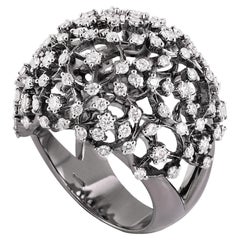 18k Burnished Gold and White Diamonds Dome Ring