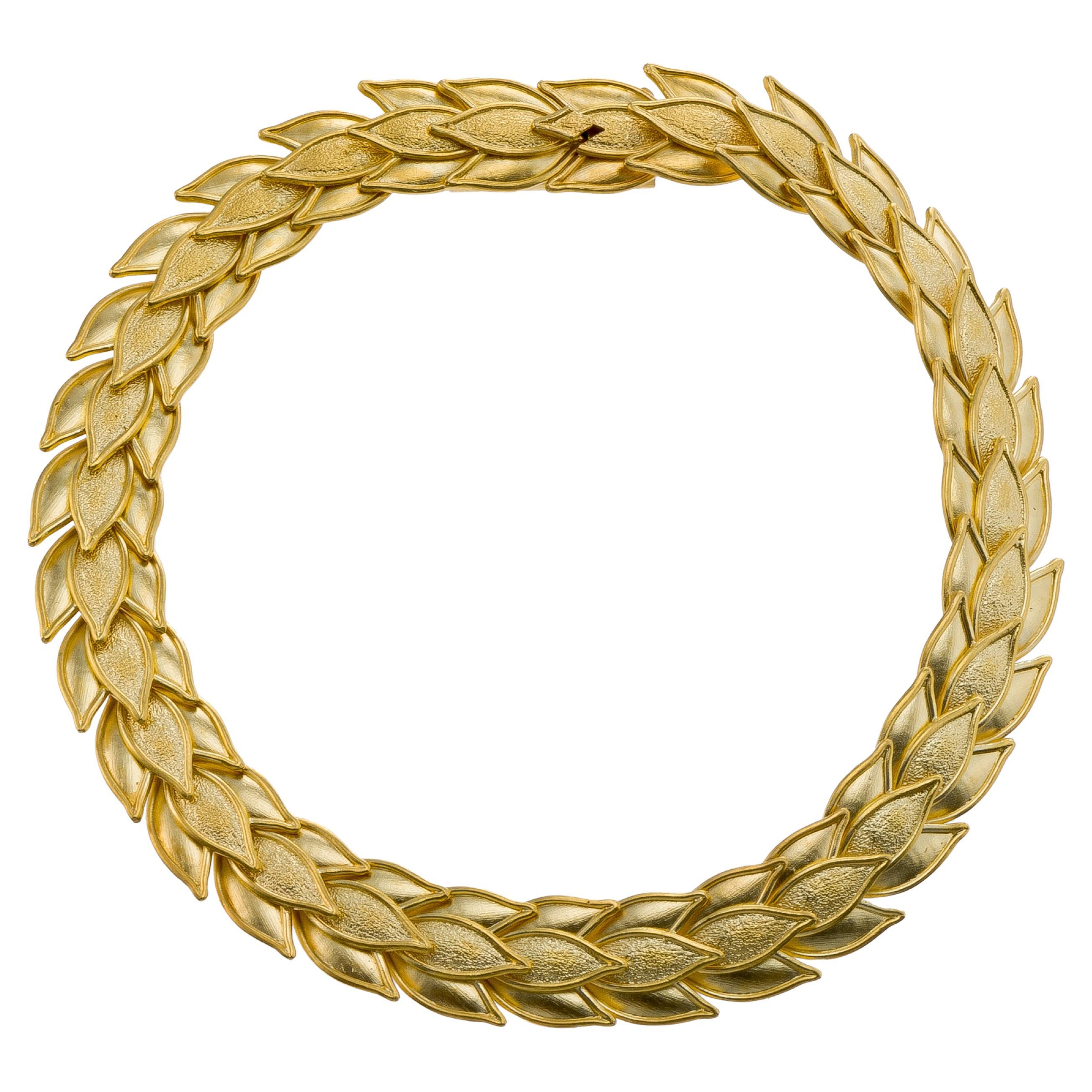 18K Byzantine Gold Laurel Bracelet For Sale