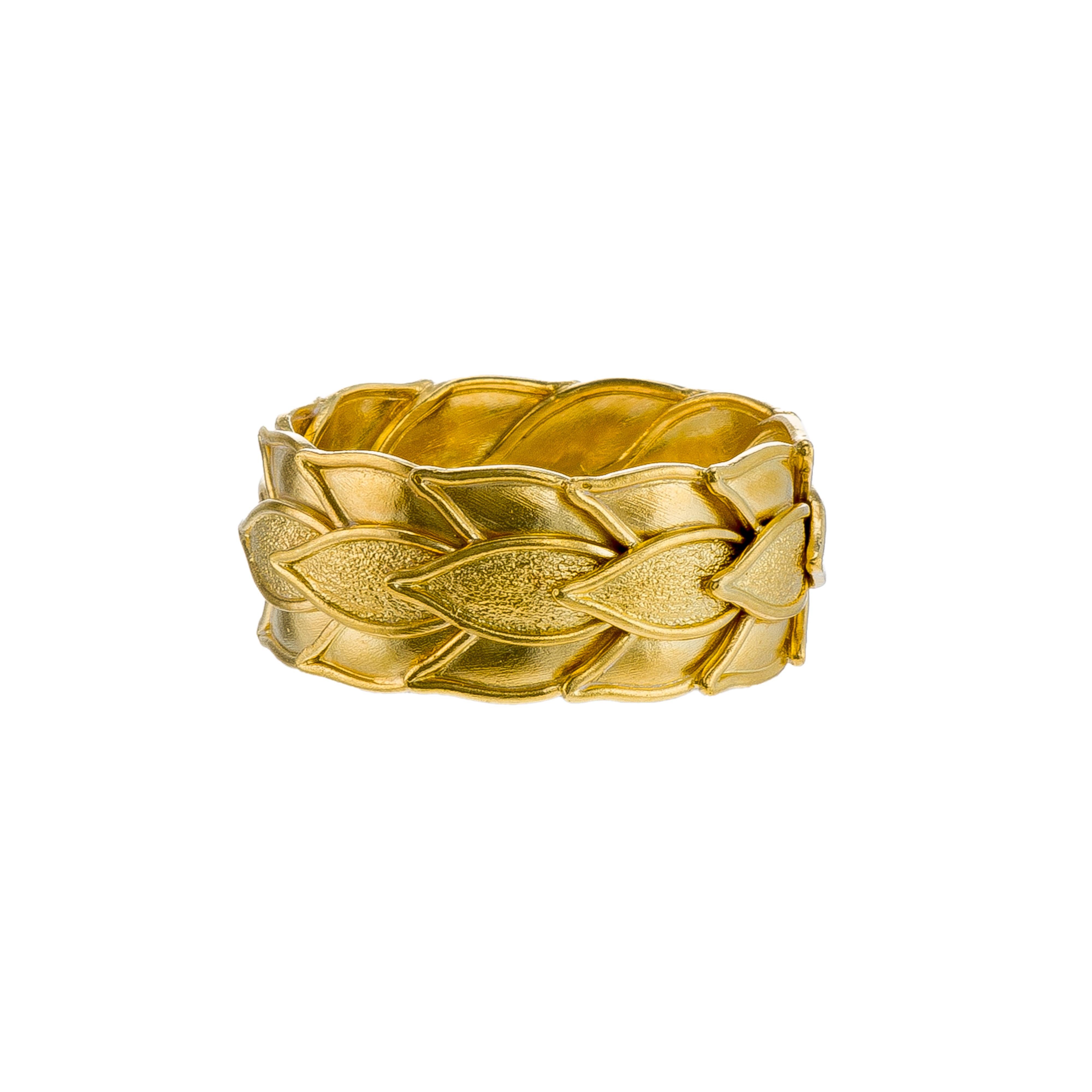 18K Byzantinischer Gold Lorbeer Ring Damen im Angebot