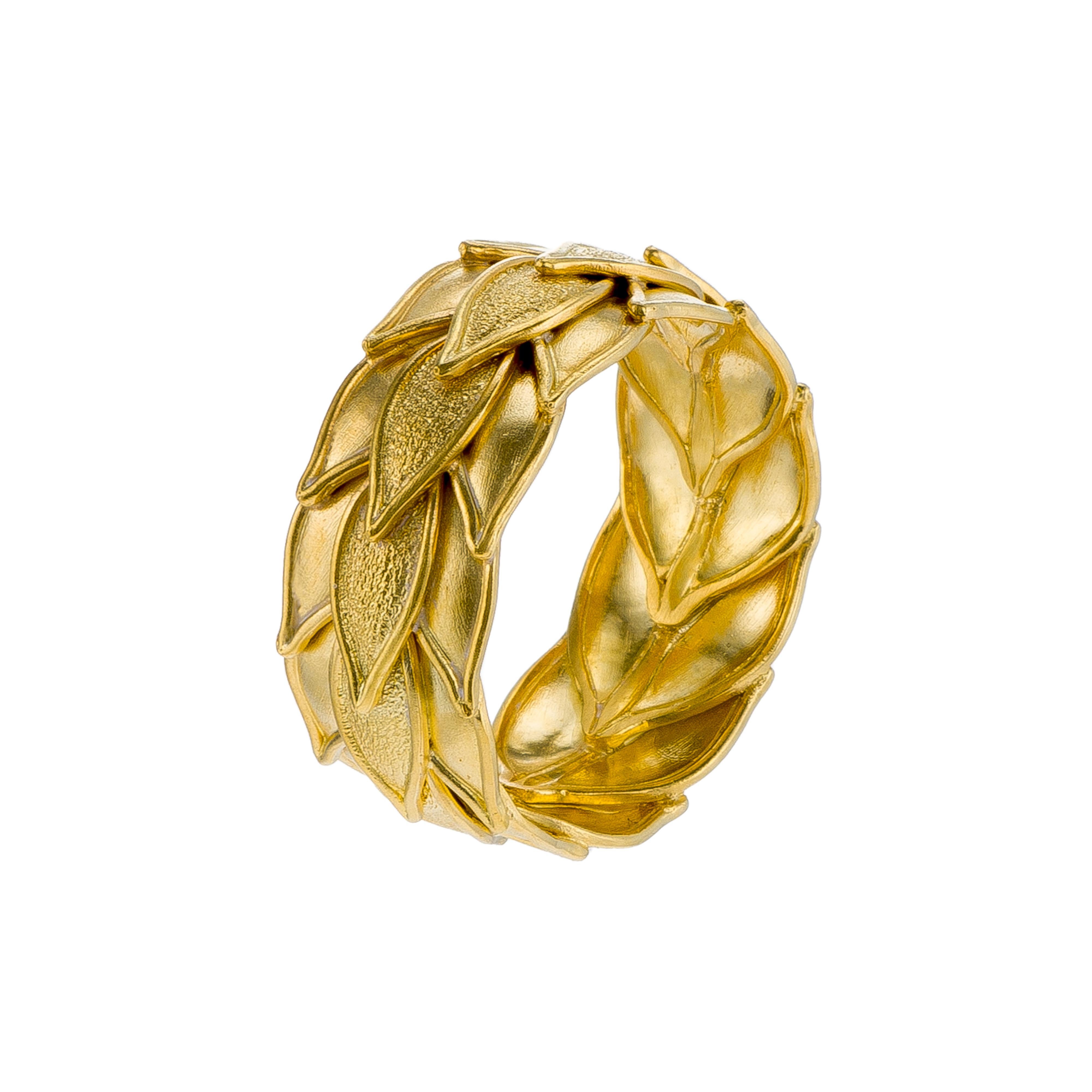 18K Byzantine Gold Laurel Ring For Sale 3