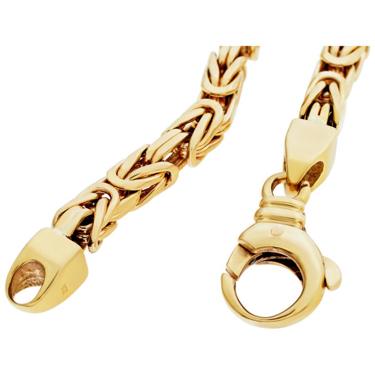 18k Byzantine Square Link Bracelet Heavy with Large Lobster Clasp For