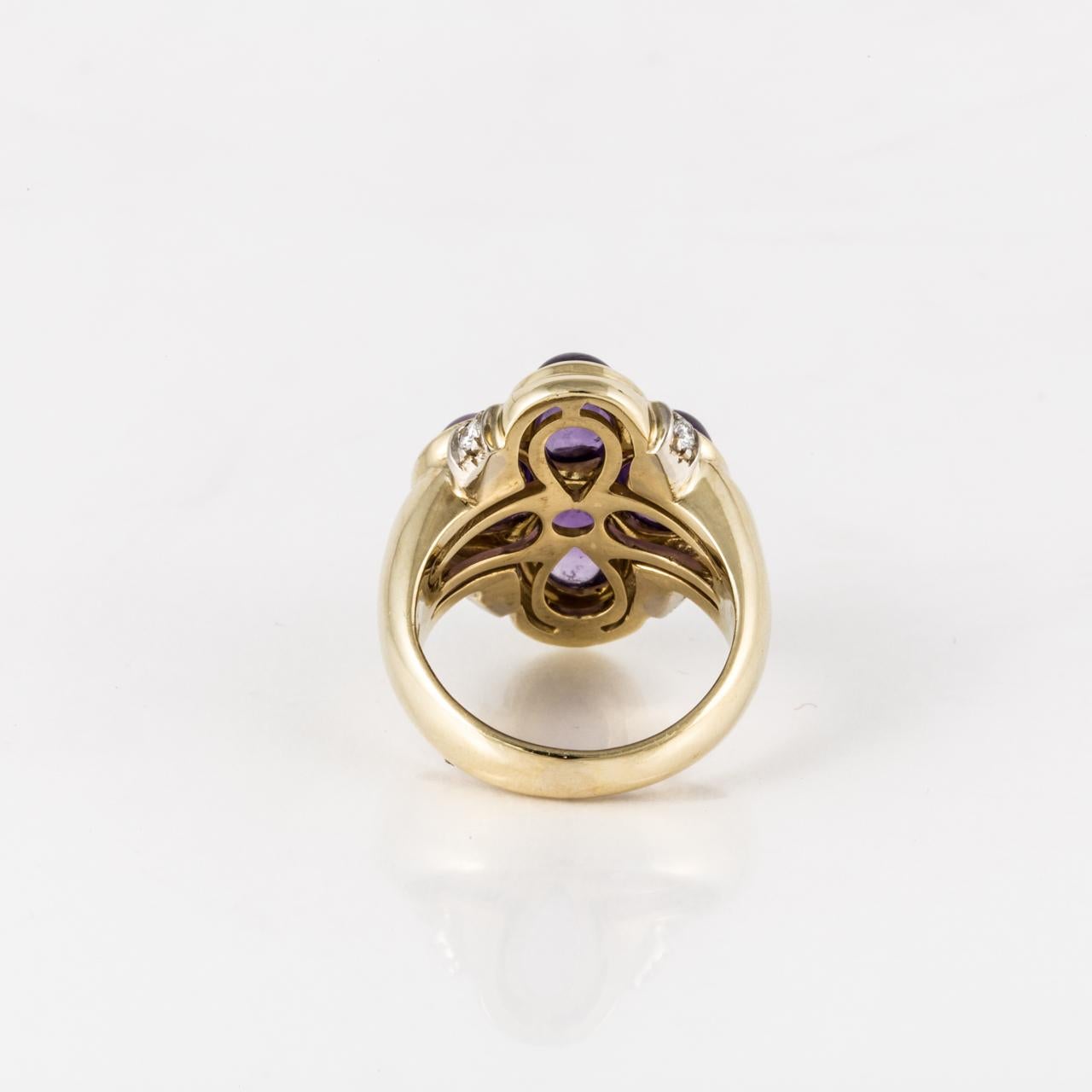 18K Gold Cabochon Amethyst and Diamond Ring 2