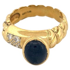 18k Cabochon Sapphire Diamond Ring