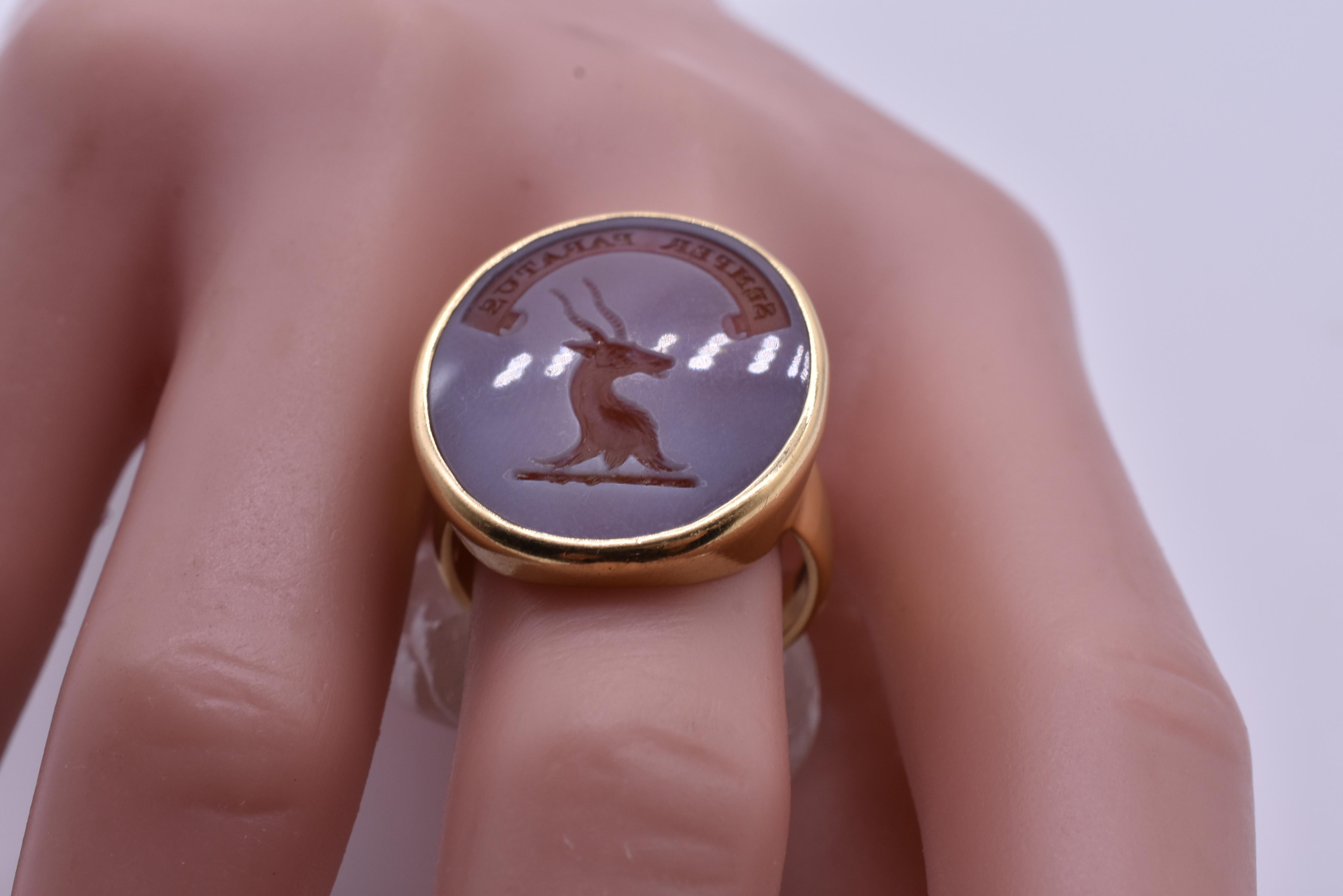 18K Carnelian Signet Ring 