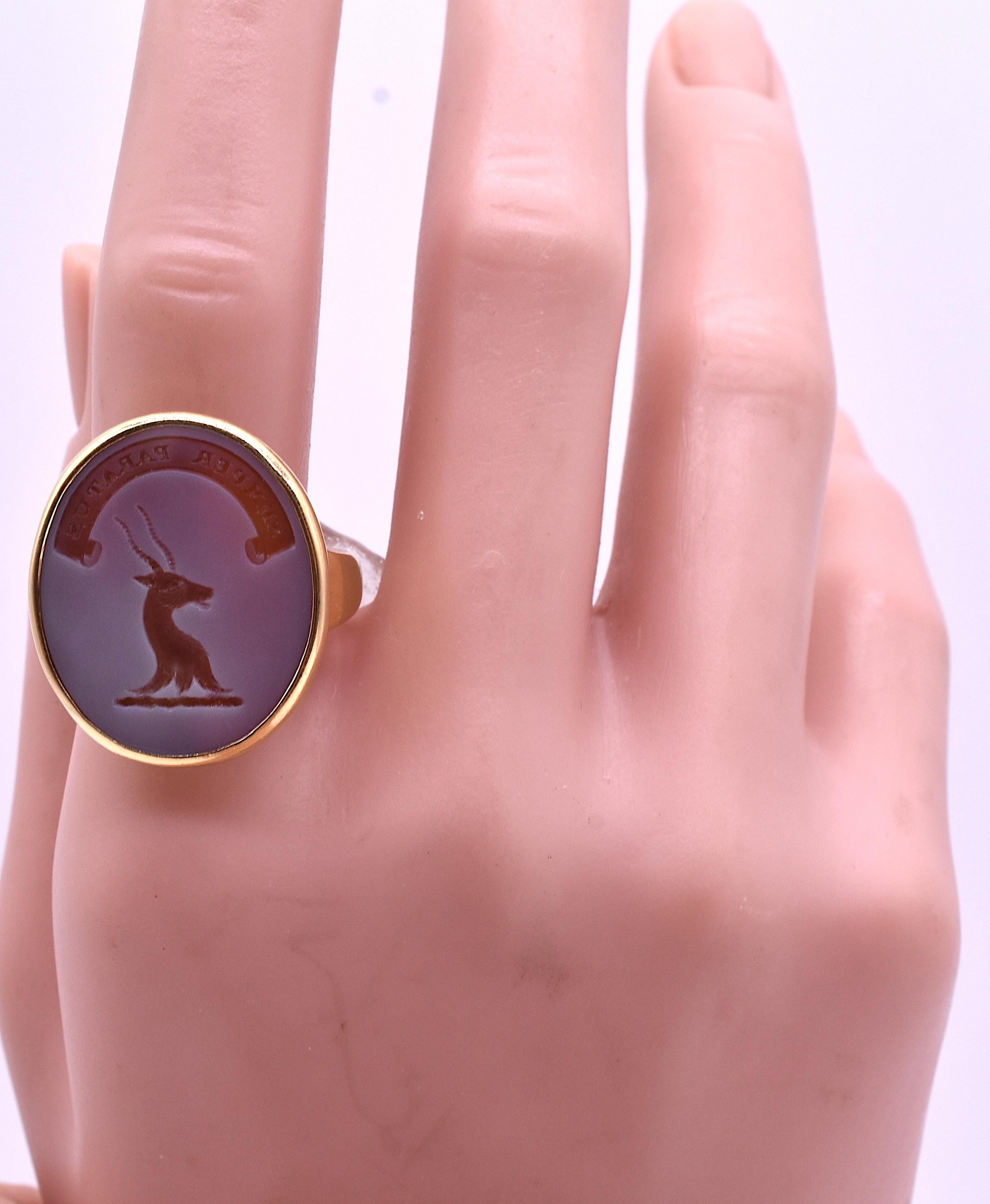 18K Carnelian Signet Ring 