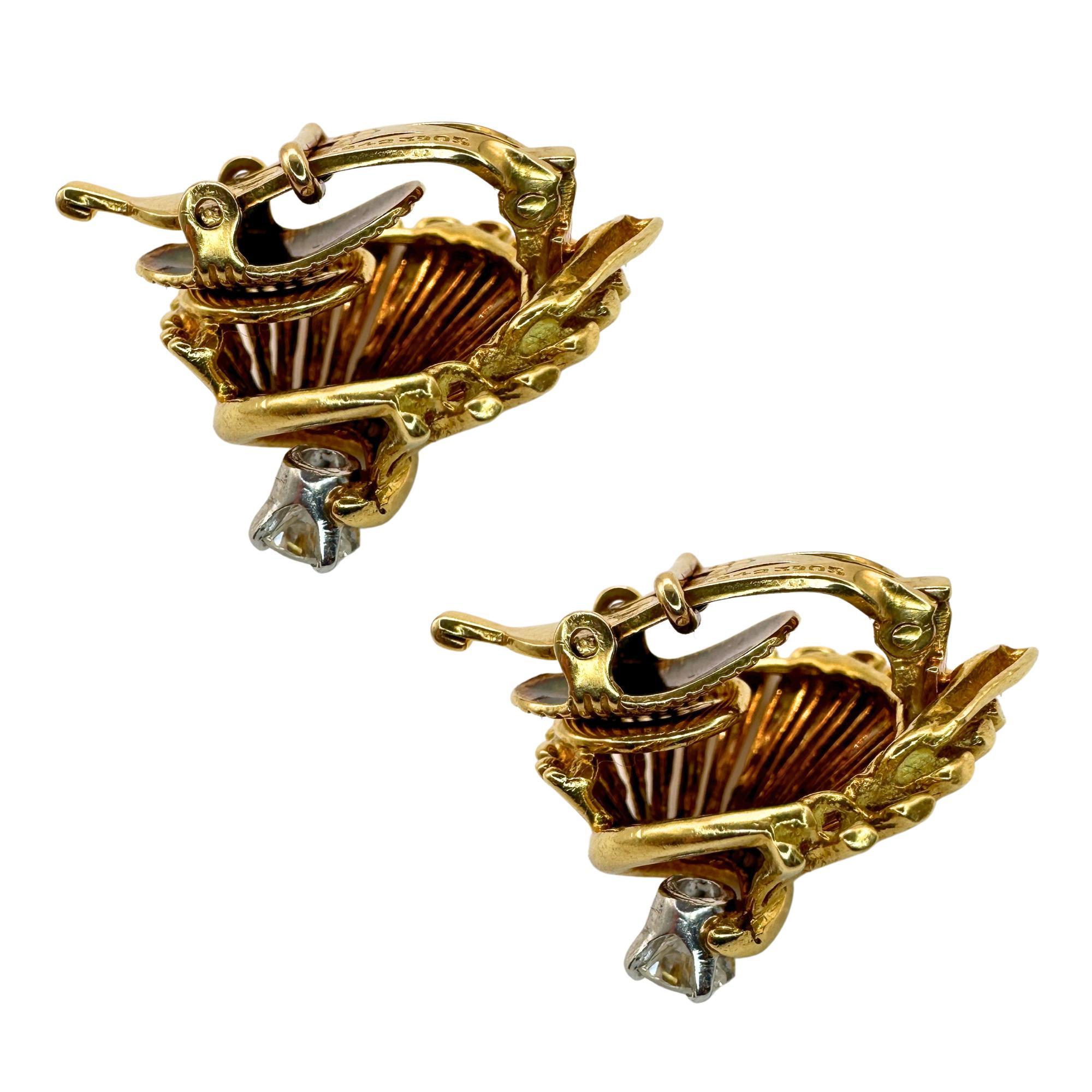 18k Cartier Diamond Ear Clips In Good Condition In New York, NY