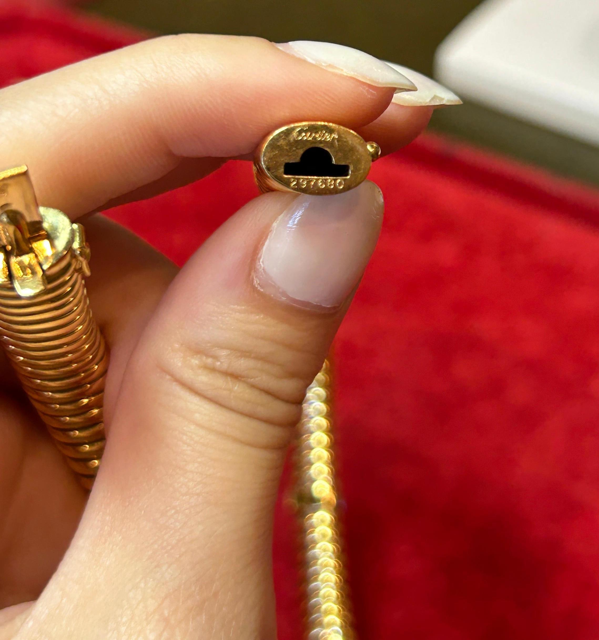 Taglio brillante Collana Tubogas in oro, diamanti e acciaio Cartier 18k in vendita