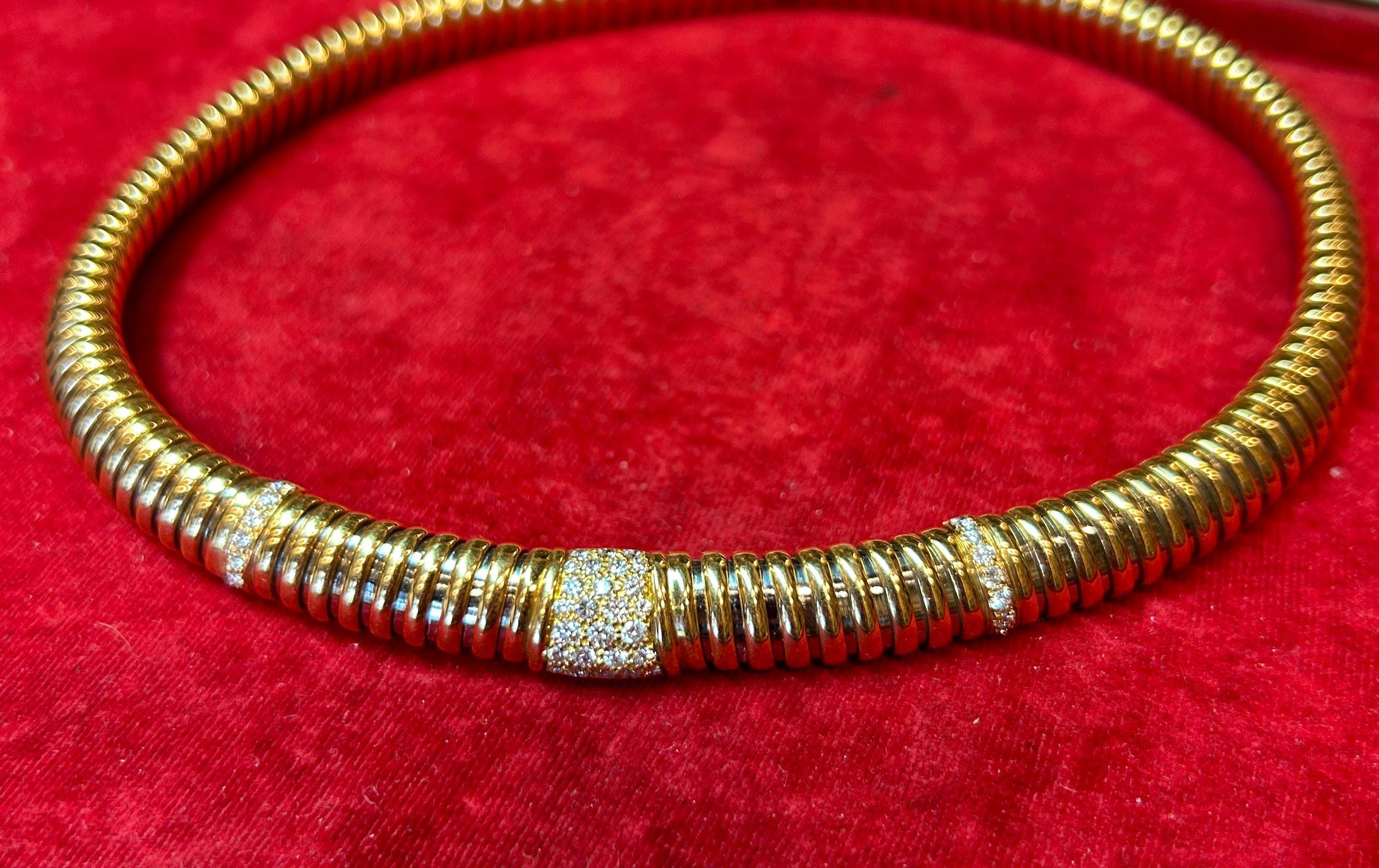 Collana Tubogas in oro, diamanti e acciaio Cartier 18k In condizioni ottime in vendita a New York, NY