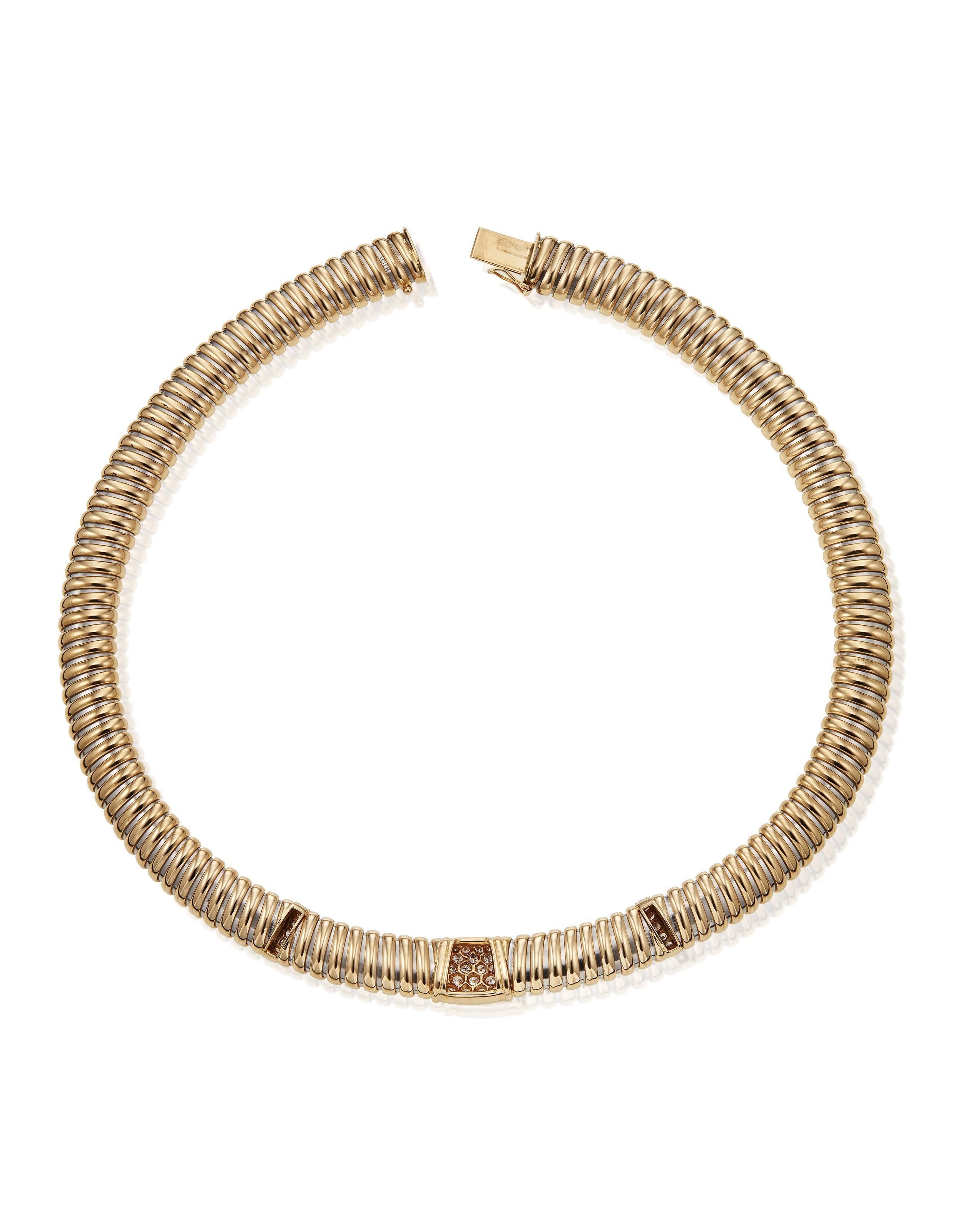 Donna Collana Tubogas in oro, diamanti e acciaio Cartier 18k in vendita
