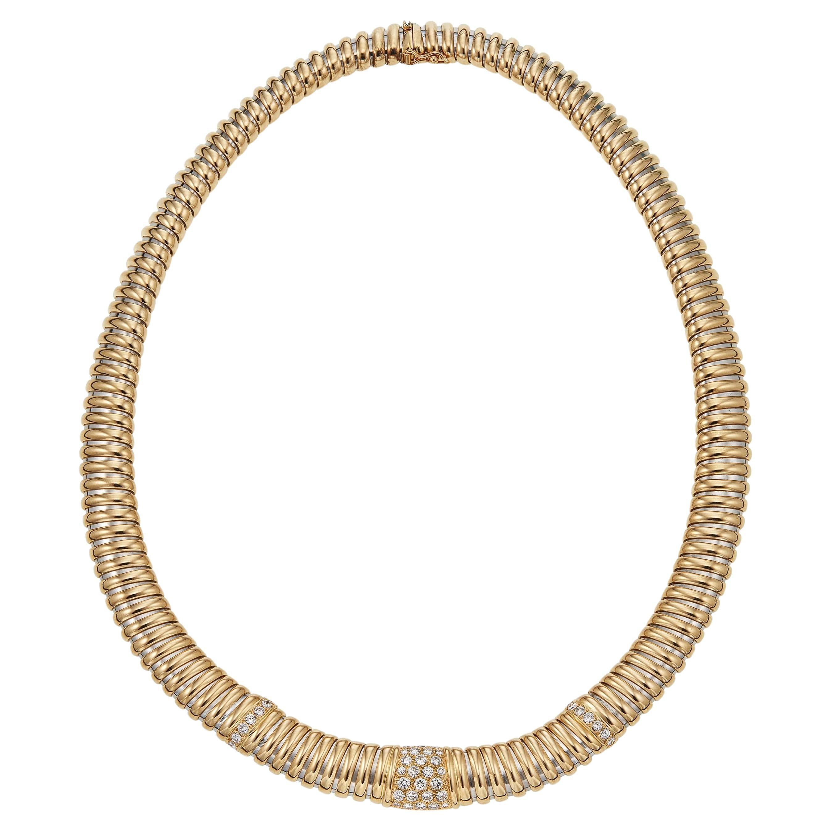 Collar Tubogas Cartier de Diamantes, Oro y Acero 18k
