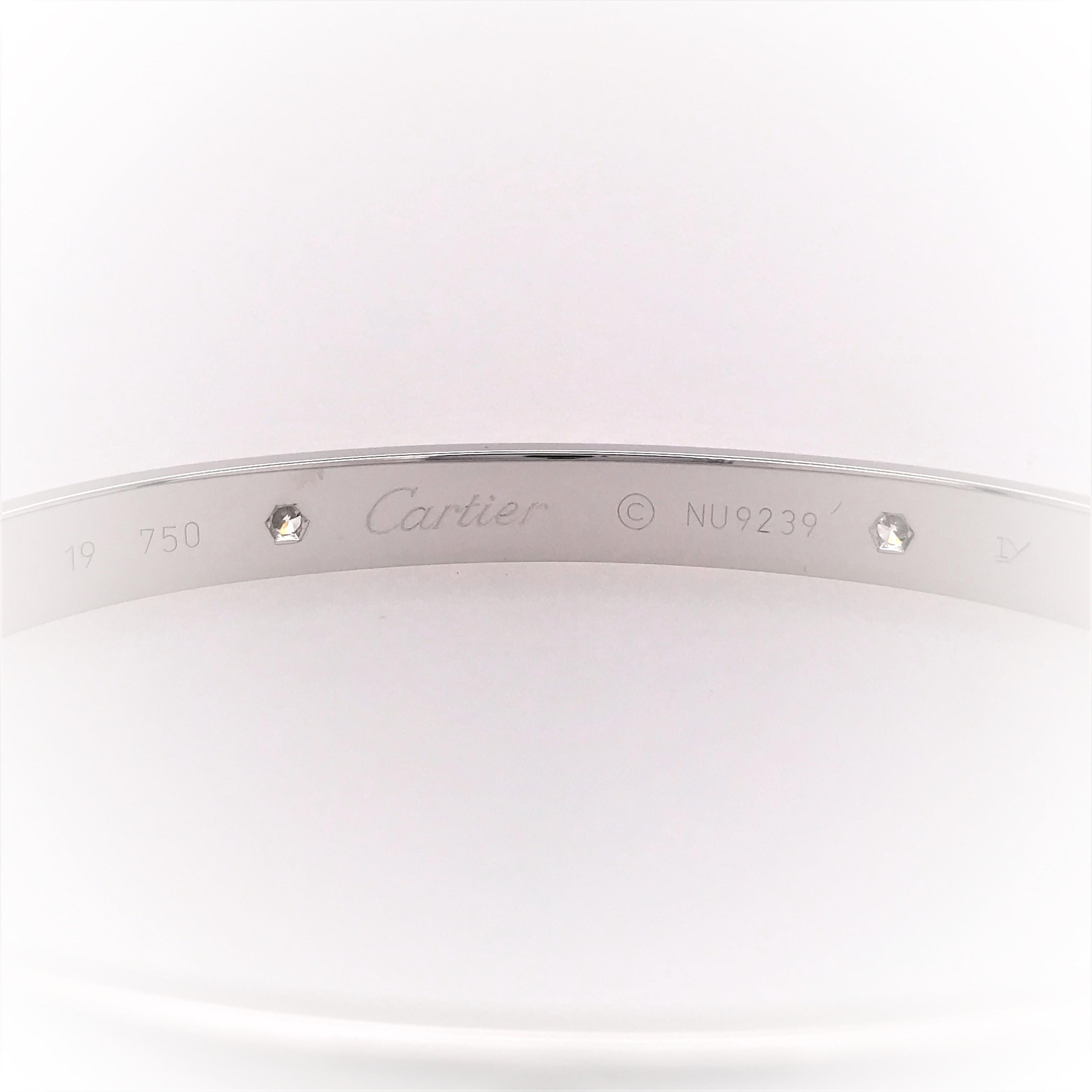 18 Karat Cartier Love Diamant-Armband aus Weißgold (Rundschliff)