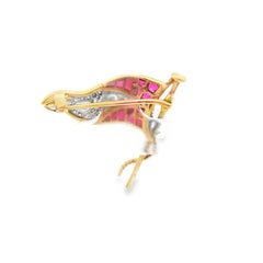 18K Cartier Ruby and Diamond Cartier Nautial Club Flag Brooch