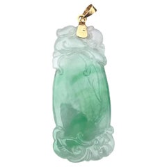 18K Carved Jade Pendant "A Jadeite" with Report