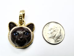 18k cat enhancer, hand carved jasper, Capuchin cat.
