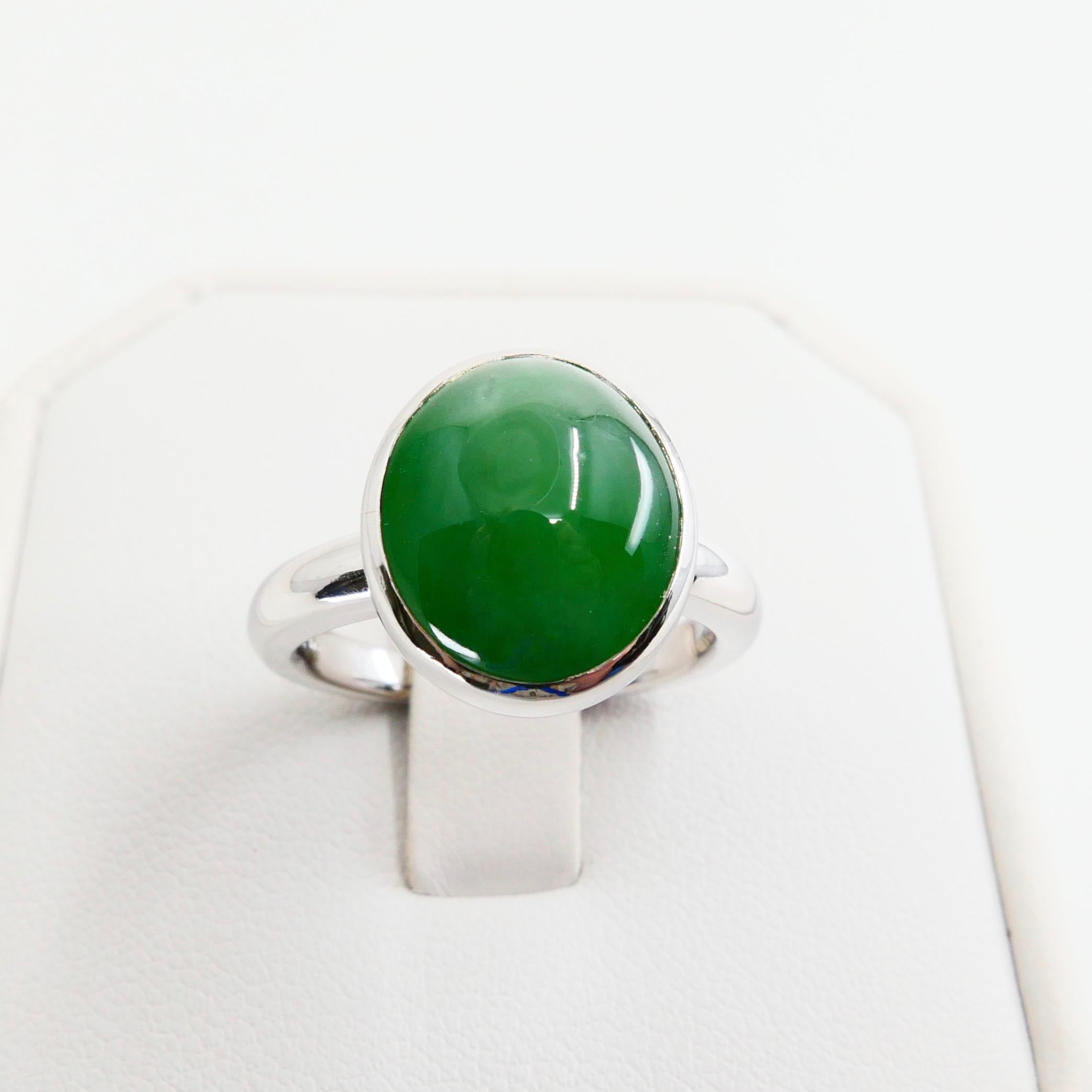 Zertifizierter natürlicher Jadeit-Jadeit-Ring, Apfelgrün, Unisex im Angebot 10