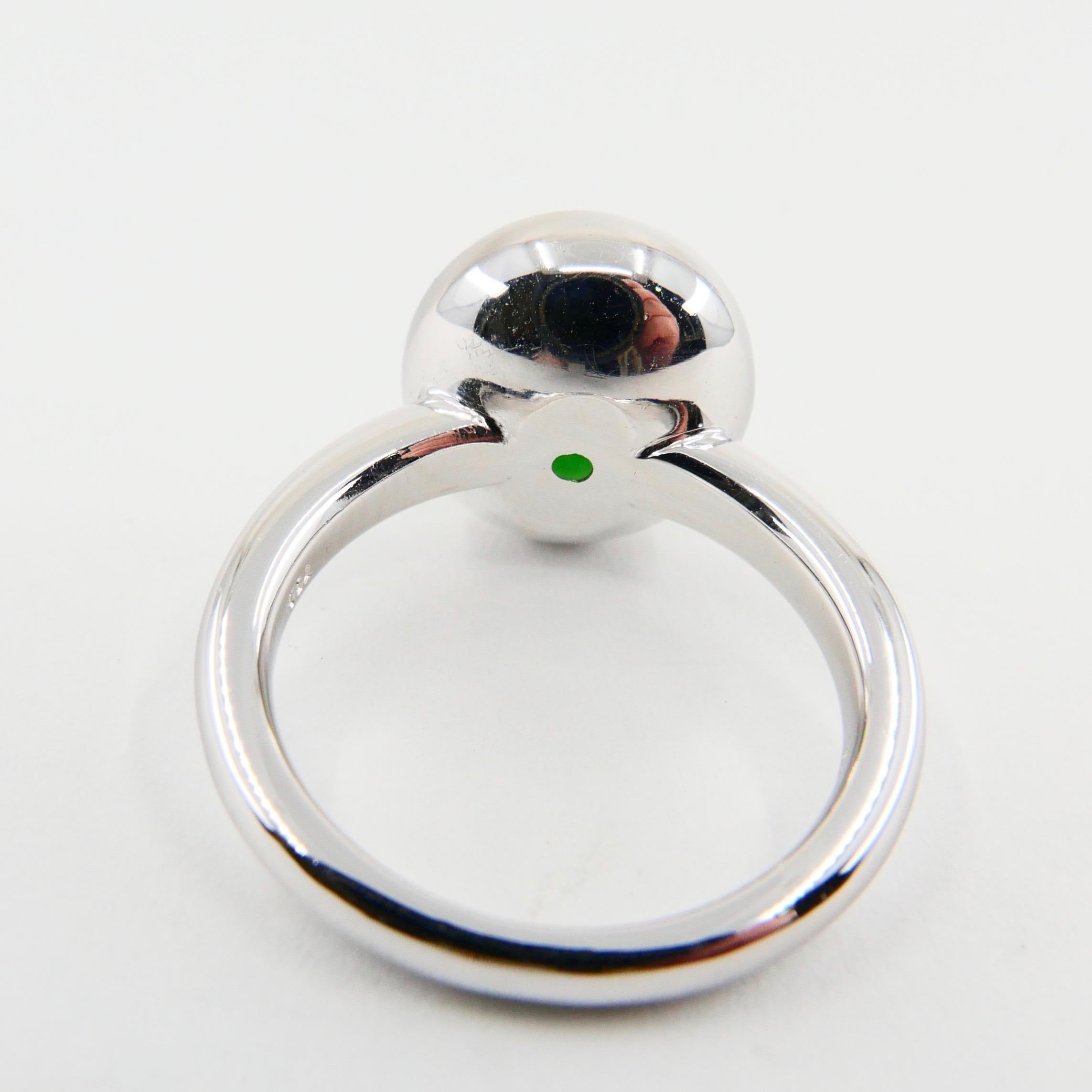 Zertifizierter natürlicher Jadeit-Jadeit-Ring, Apfelgrün, Unisex im Angebot 3