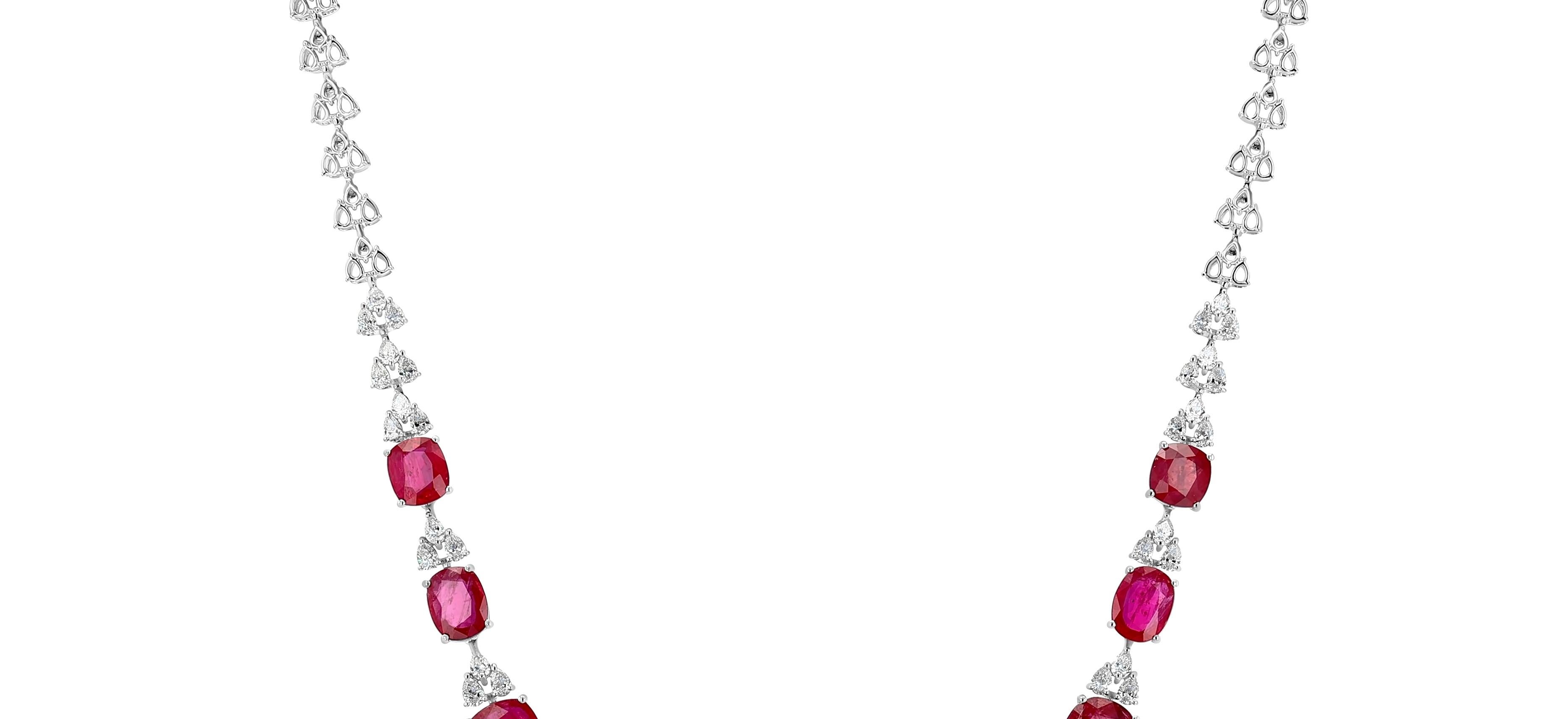 Regency Collana Chandelier in 18K con rubino e diamanti in vendita
