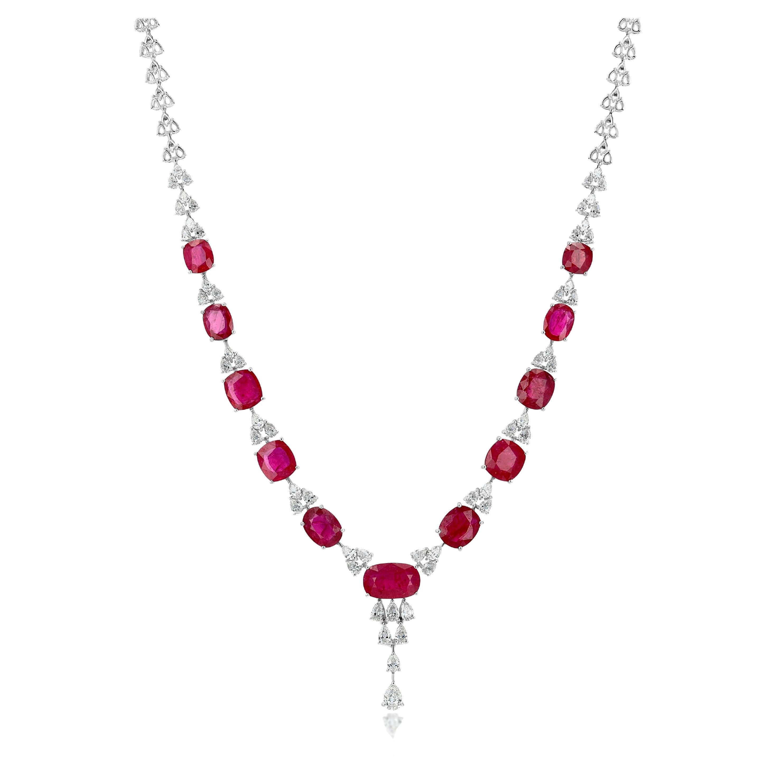 Collana Chandelier in 18K con rubino e diamanti