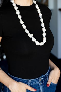 18K Chinese Freshwater White Fancy Freeform Pearl Necklace by Paula Crevoshay