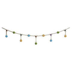 18K Choker with Brazilian Citrine, Peridot, Blue Topaz, Amethyst, and Rhodolite