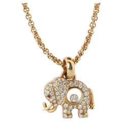 18k Chopard Happy Diamond Elephant Pendant. So Happy Chopard Necklace
