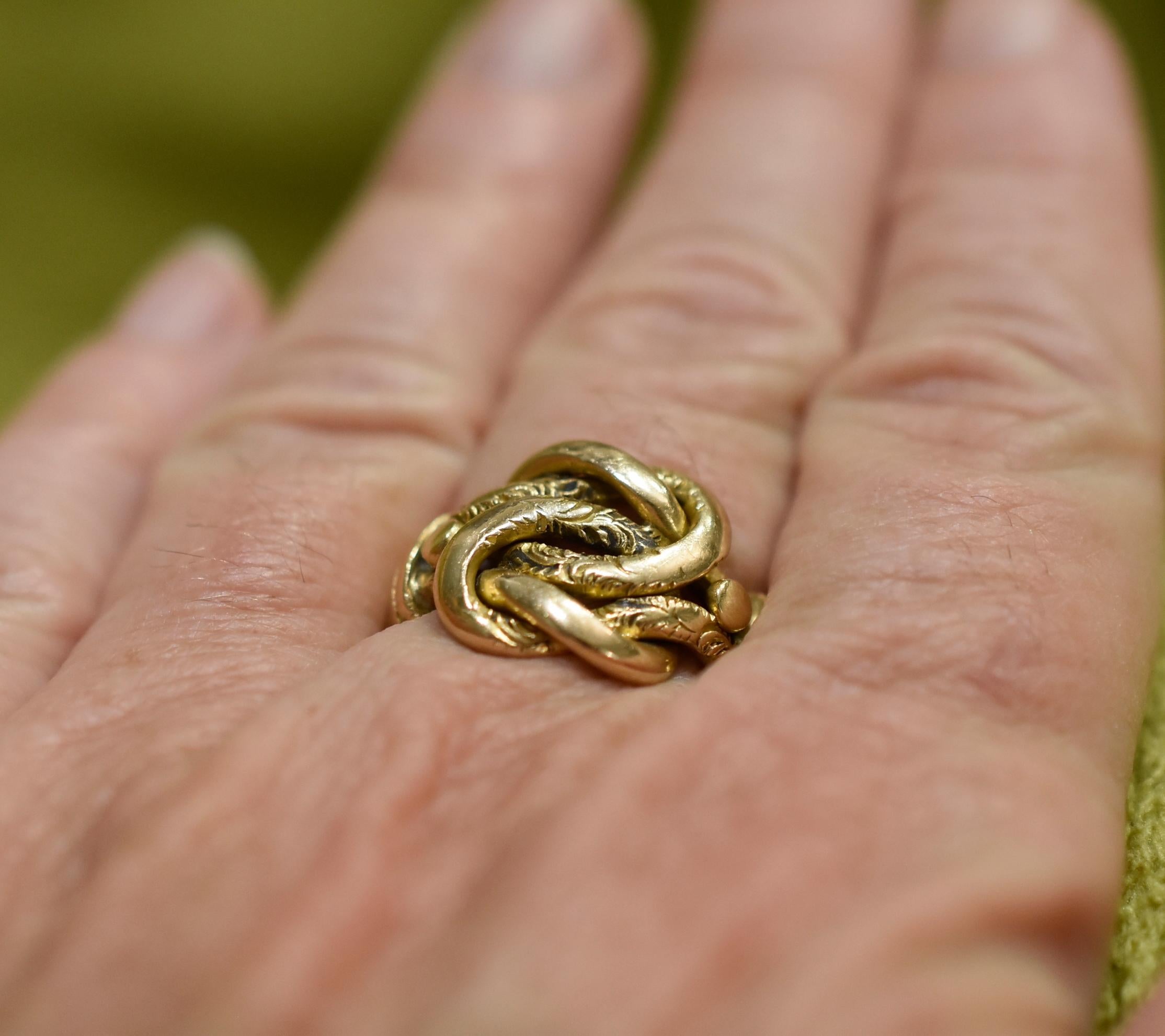 18k Chunky Victorian Lover's Knot Band Ring Hallmarked 1912 6