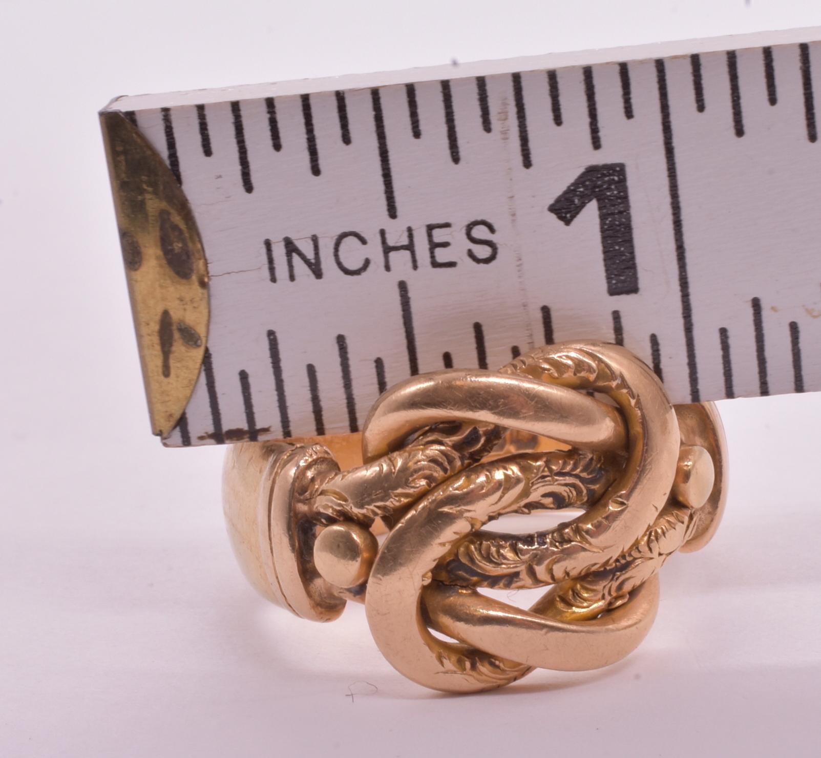 18k Chunky Victorian Lover's Knot Band Ring Hallmarked 1912 In Excellent Condition In Baltimore, MD