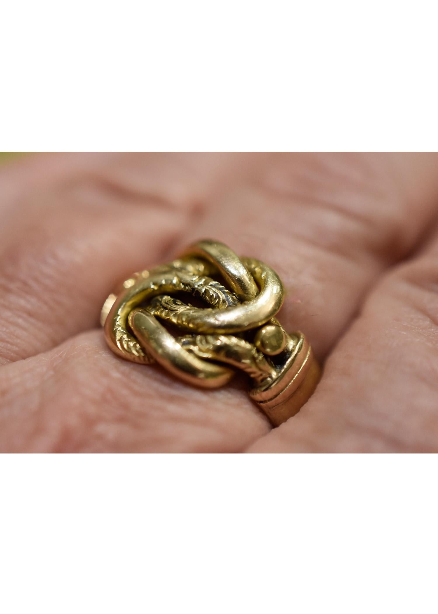18k Chunky Victorian Lover's Knot Band Ring Hallmarked 1912 3