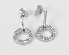 18k Gold Circle Diamond Earrings Round Diamond Stud Earrings