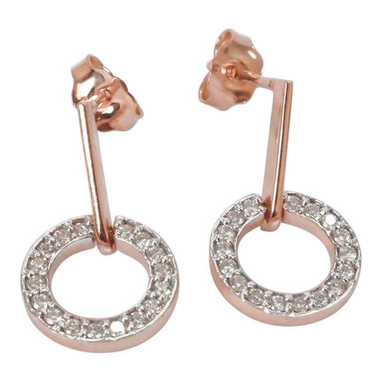Pave-Set Diamond Round Stud Earrings 1.1mm Diamond 