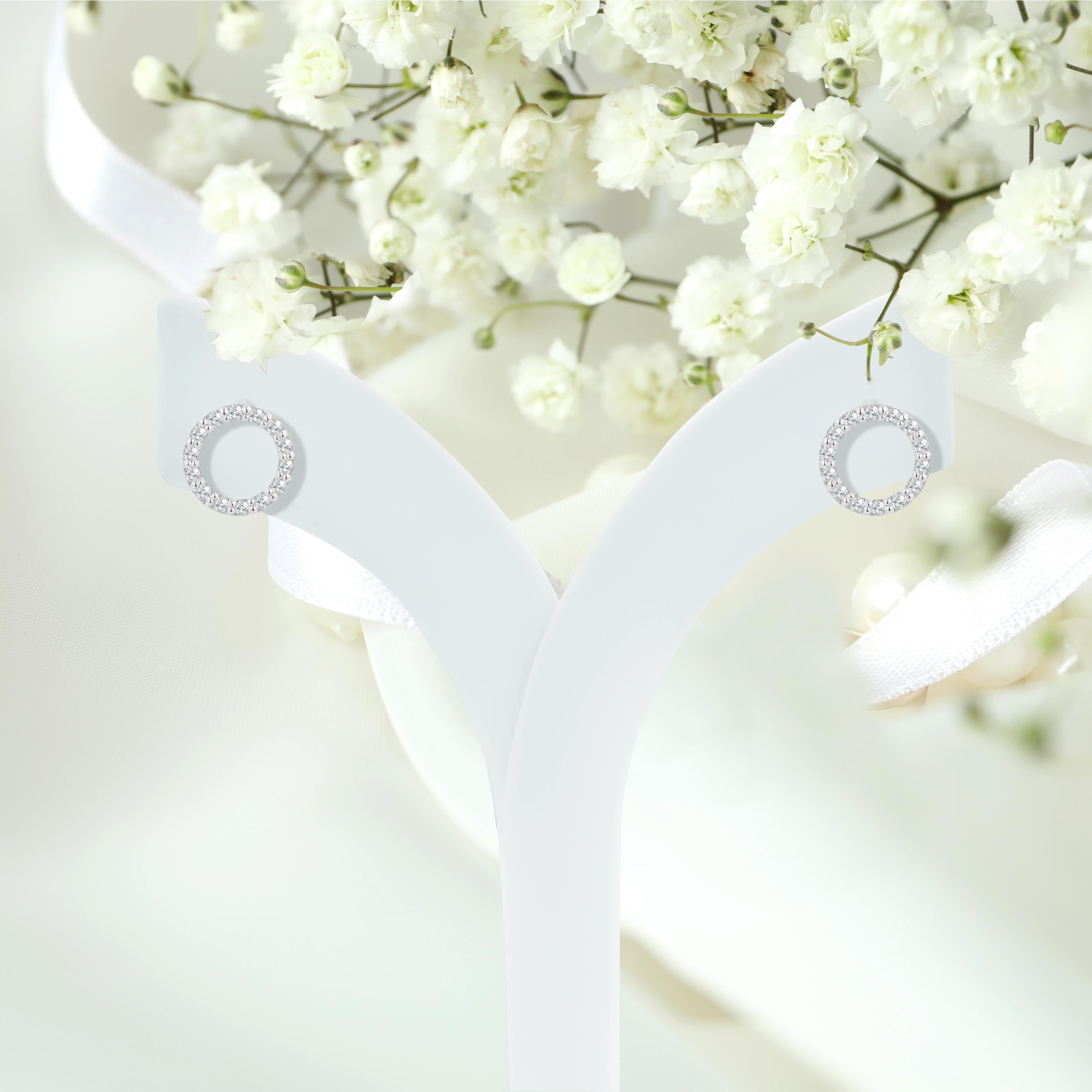 18k Circle Diamond Stud Earrings Round Diamond Studs For Sale 1