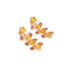 18k Citrine And Tourmaline Earrings, Multi Color Earrings For Her