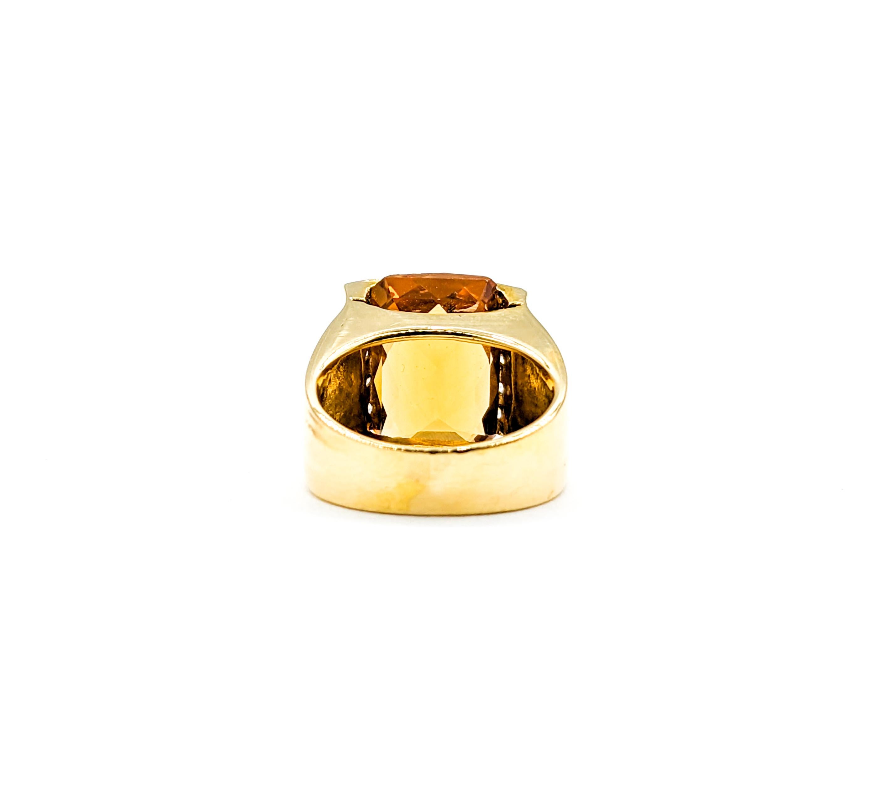 Women's 18k Citrine & Diamond Cocktail Ring For Sale