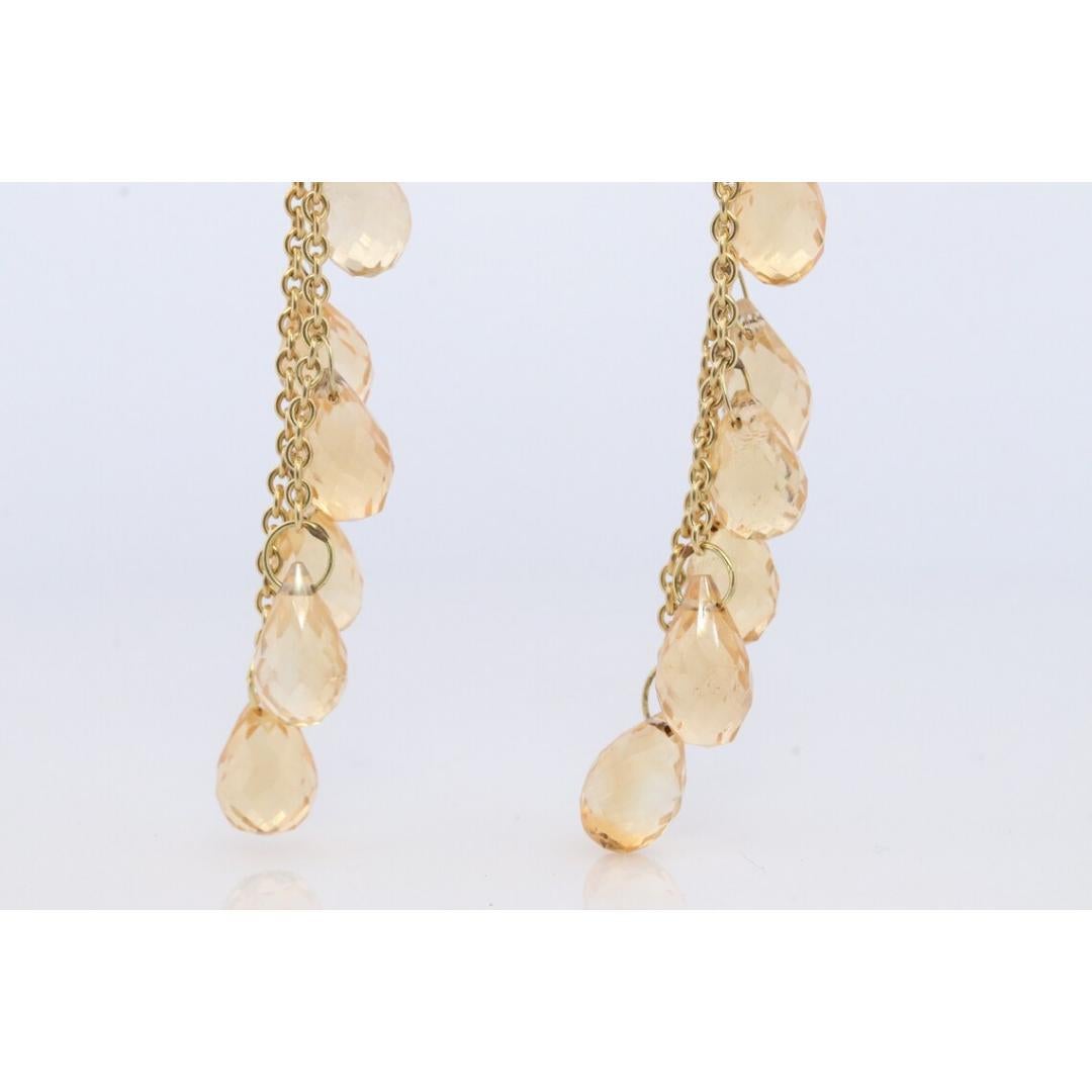 Boucles d'oreilles pendantes en citrine et diamant 18k. Boucles d'oreilles pendantes avec fleur en diamant 18k et pierres précieuses. en vente 6